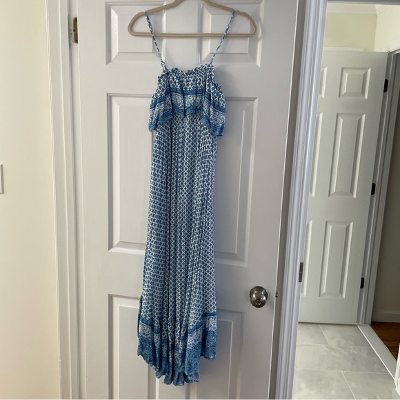 Lulus Blue Patterned Ruffle Maxi Dress - Picture 3 of 9